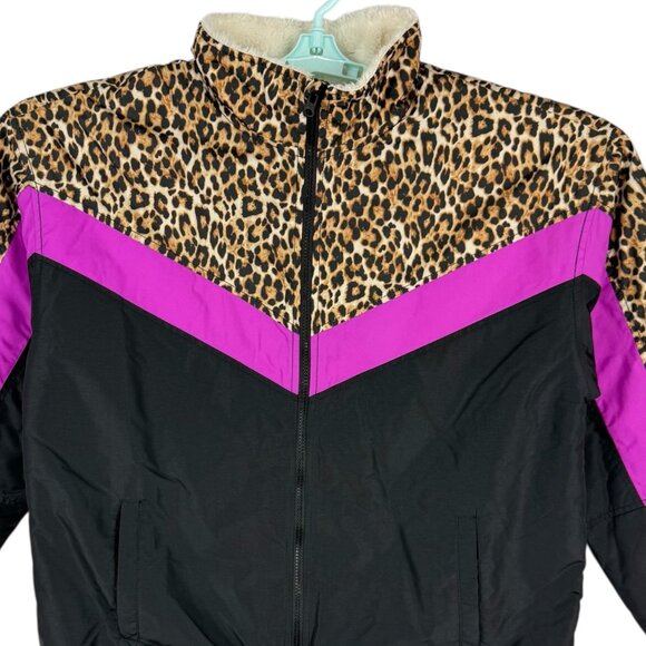 American Eagle Women's Lined Leopard Print Black Windbreaker Jacket Size XL NWOT - Picture 3 of 10
